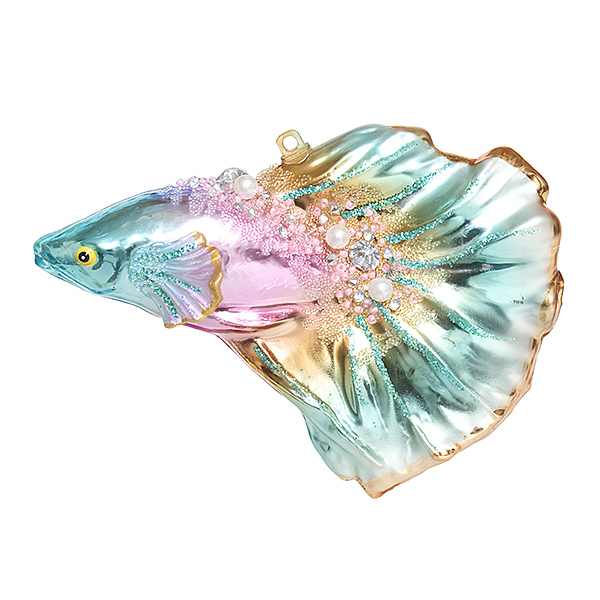 Украшение Рыбка "Голубая лагуна" (стекло) 12,5х5х9,5 см GLT1215