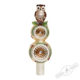 Украшение Верхушка "Сова" премиум (стекло) 10х9х30см GLT907