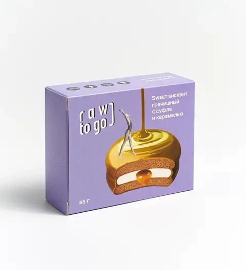 Бисквит  Sweet гречишный с суфле и карамелью 55г Rawtogo 