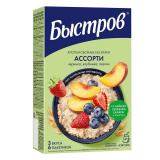 Хлопья Быстров Ассорти овсяные Клубника/Персик/Черника 240г 6пакетиков