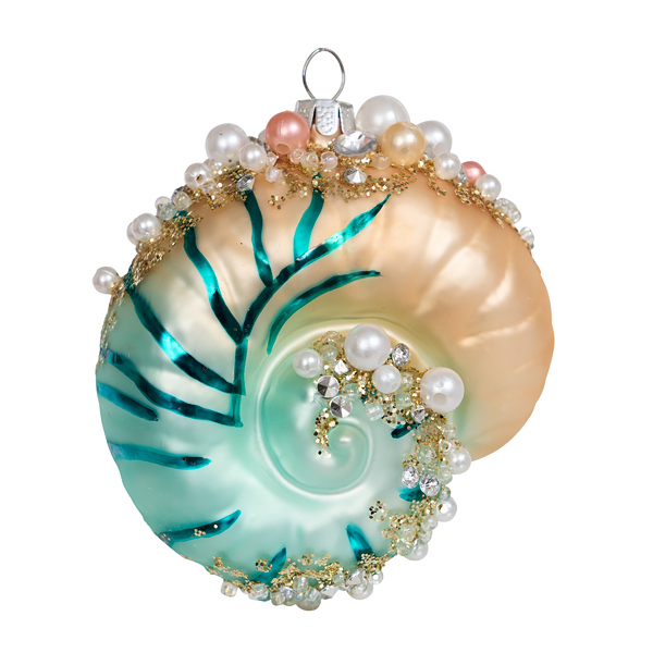 Украшение Ракушка Наутилус "Коралловые рифы" (стекло) 8,5х5х8,5 см GLT1000