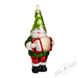 Украшение Гном-баянист (стекло) 5х4х11см GLT900