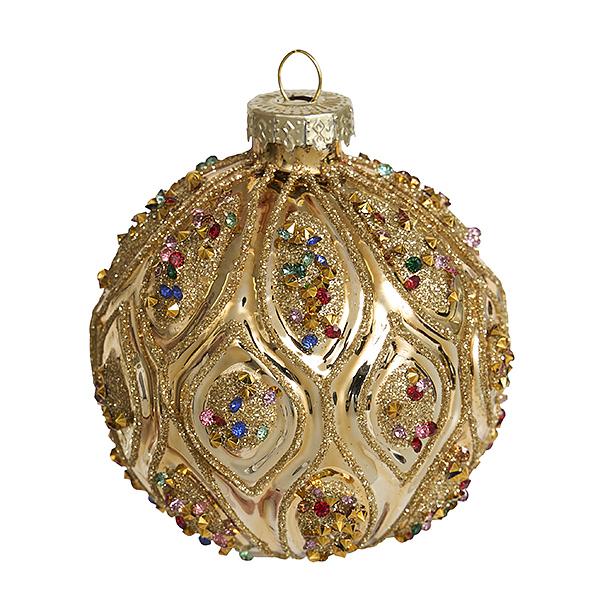 Украшение Шар "Золотые соты" (стекло) 8 см AXM231