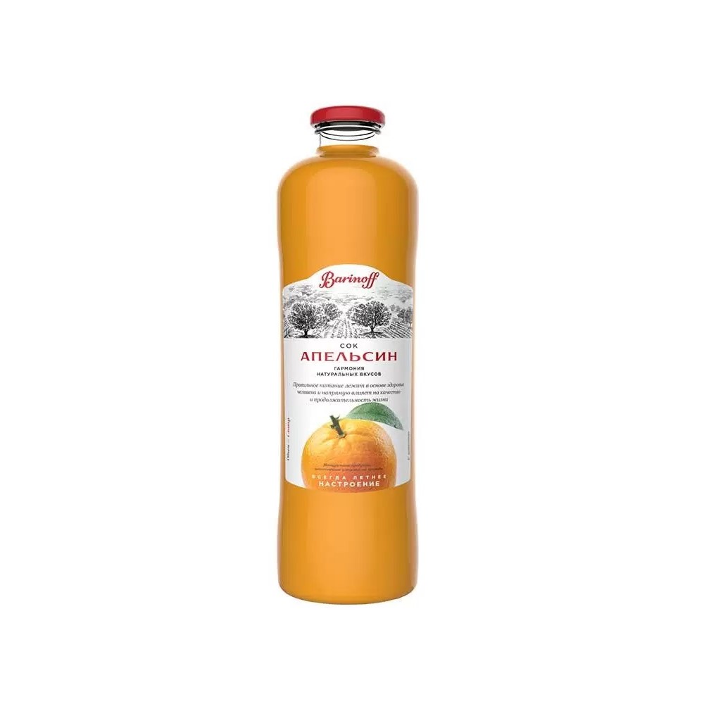 Сок Баринофф Апельсин восстановленный с мякотью 1л стекло ДП