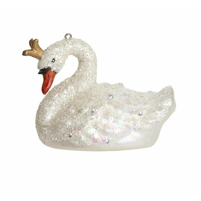 Украшение Лебедь-Царевна искристая (стекло) 10,5х6х8 см YQL1697