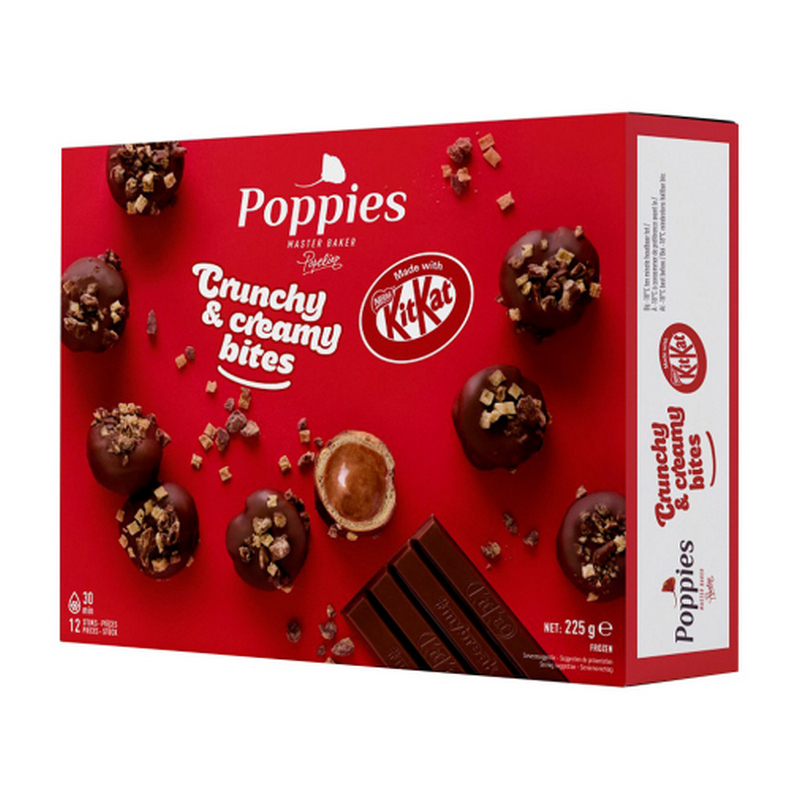 Профитроли Поппис из заварного теста с крем.нач.со вкусом КитКат и шок.глазурью с кусочк.КитКат 225г замороженные 
