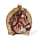 Украшение Подкова с лошадью "На счастье" (стекло) 10х4,5х11,5см 223059