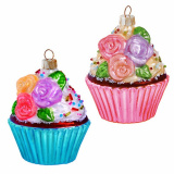 Украшение Маффин с розочками, асс. из 2-х (стекло) 7х7х9 см  GLT 632