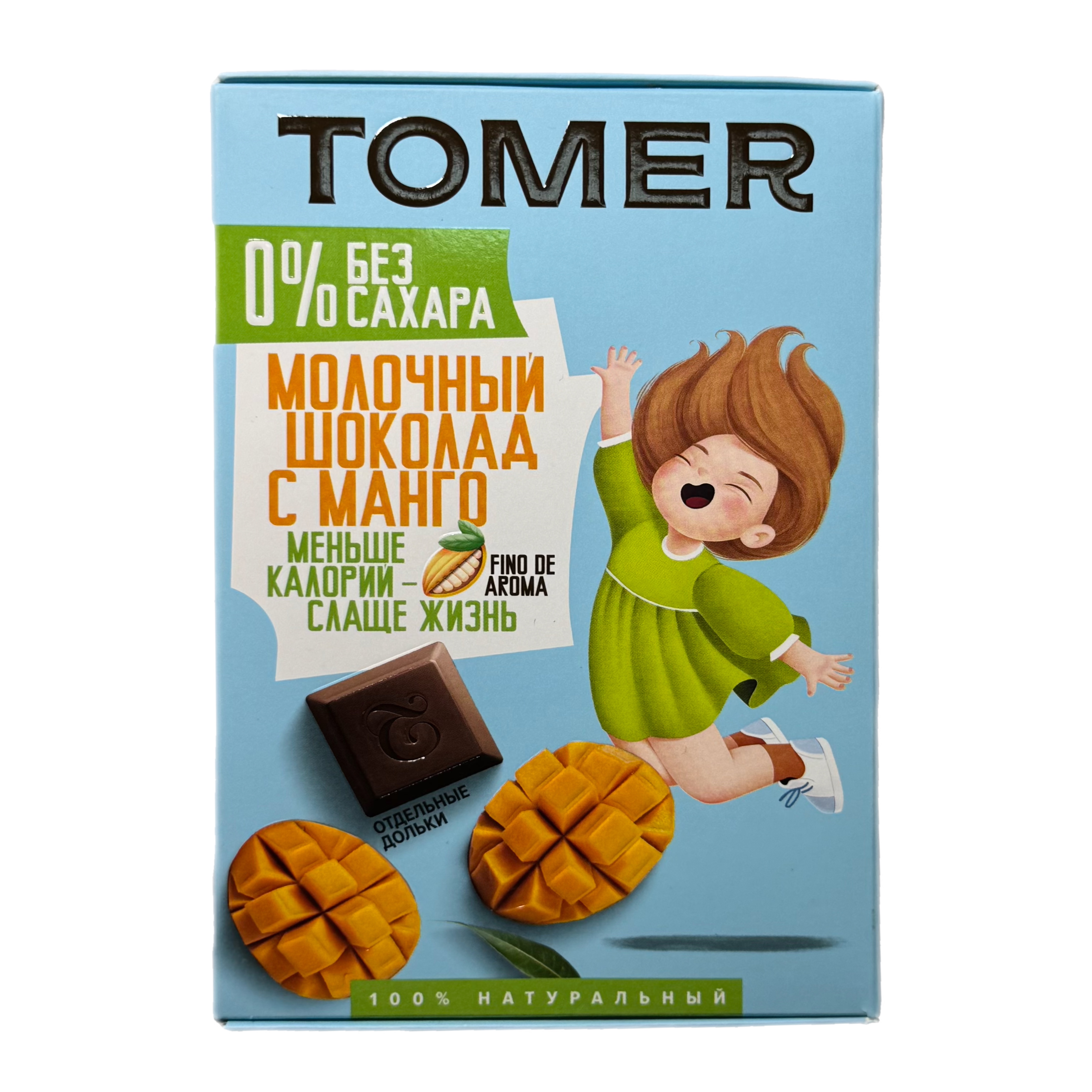 Шоколад молочный с манго б/сахара  90г Tomer
