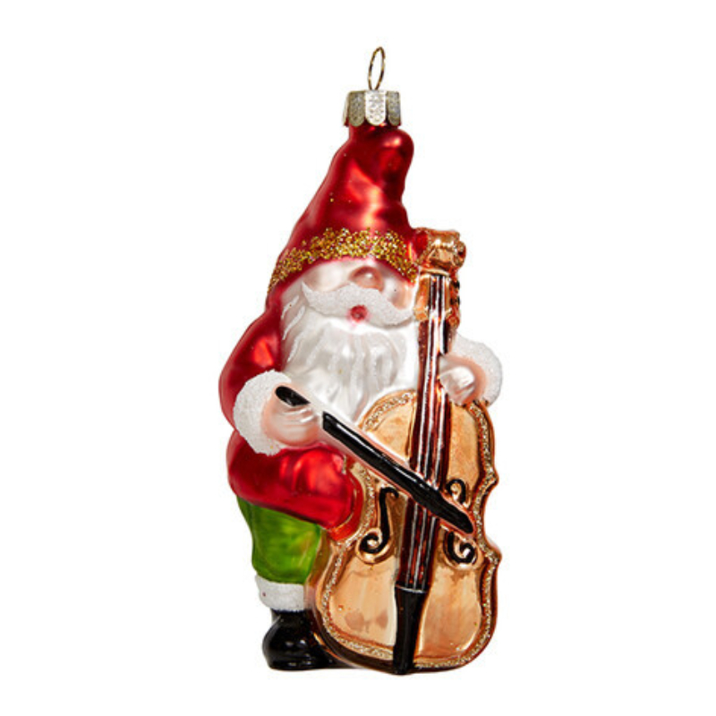 Украшение Гном-виолончелист шампань (стекло) 5х4,5х11 см GLT1198