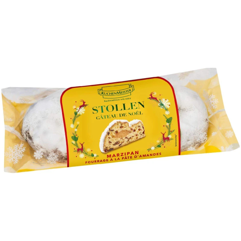 Кекс Kuchen Meister Марципановый Штоллен 200г с запеченным Яблоком и марципаном пленка