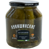 Огурчики Лукашинские соленые По-старорусски с зеленью и дубовым листом 670г 