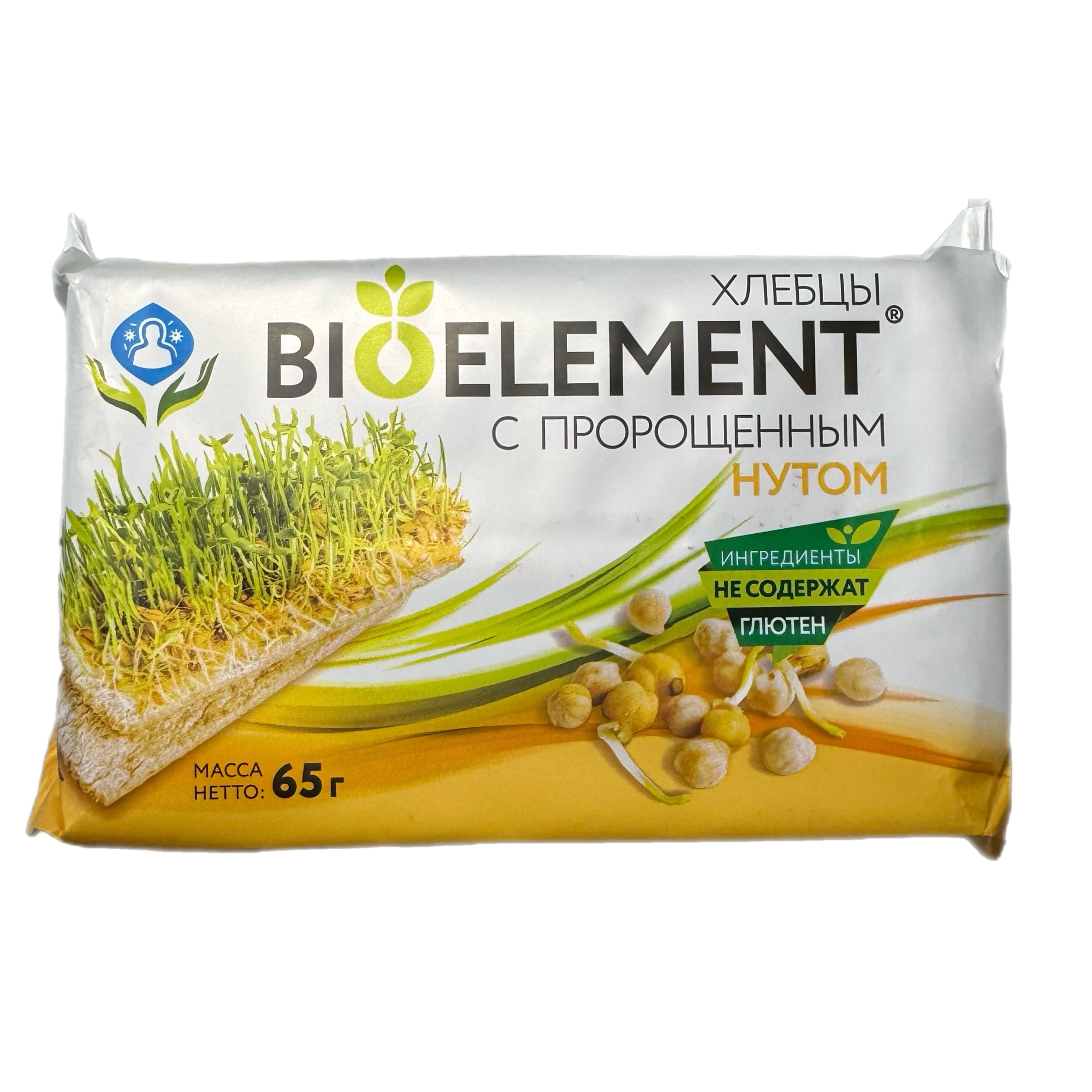 Хлебцы Хрустящие прямуг.БИОЭЛЕМЕНТ пророщенный нут 65г Dr.Grain