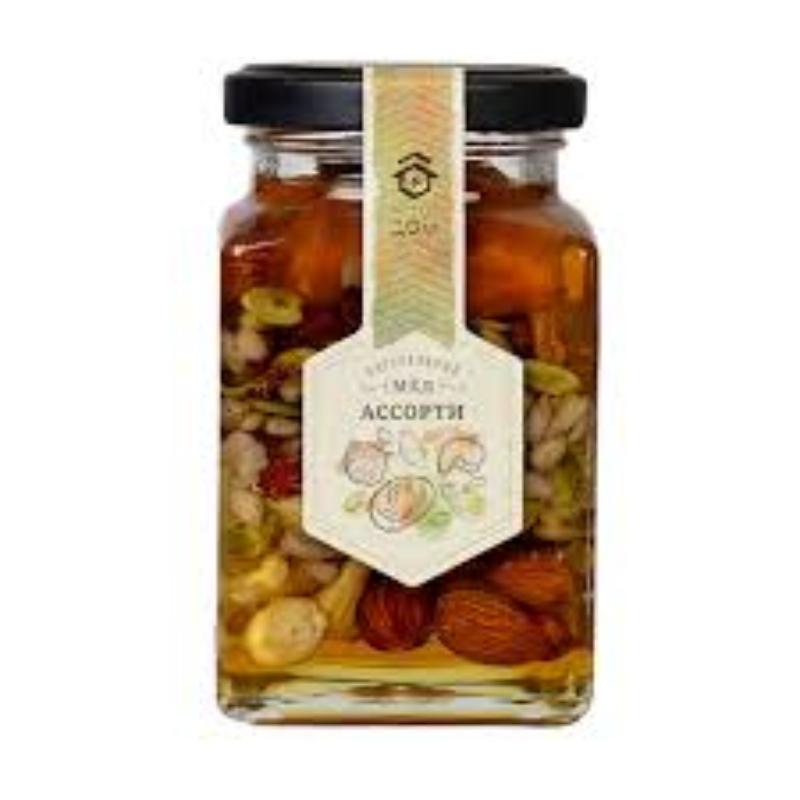 Мед с ореховым ассорти цветочный 290г Медовый дом 