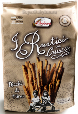 Хлебные палочки Рустичи(Гриссини) с оливковым маслом и отрубями 300г Vallerdo
