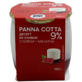 Десерт из сливок Panna-Conna 9% Сливки-малина160г стекло 