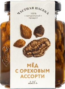 Мед с ореховым ассорти цветочный 290г Медовый дом 