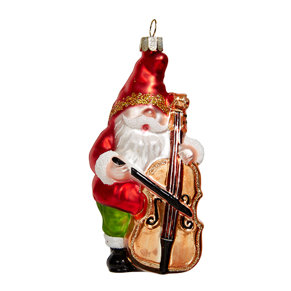 Украшение Гном-виолончелист(стекло) 5,5х4х11см GLT899