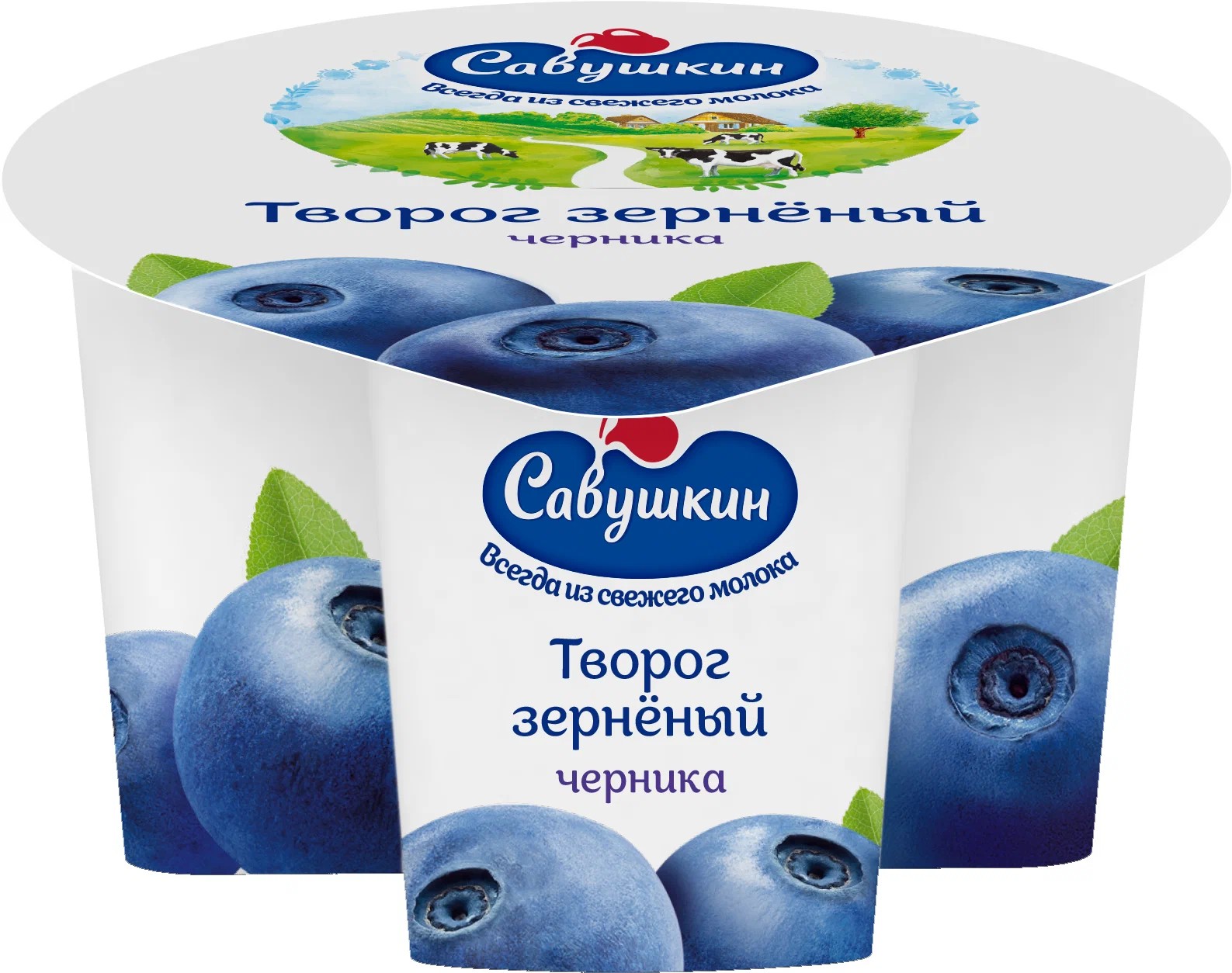 Творог 101 зерно+сливки 5% 130г черника Савушкин продукт 