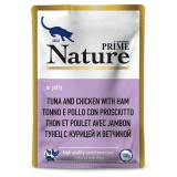 Корм д/кошек Prime Nature Тунец с курицей и ветчиной в  желе 100г пауч 137.6.5323