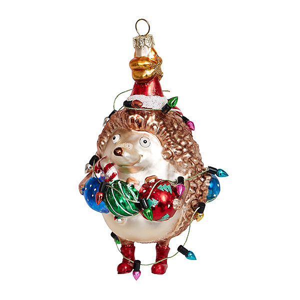 Украшение Ежик на празднике (стекло) 7х7х12,5 см 233338