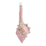 Украшение Ракушка Наяда розовая винтаж (стекло) 5,7х5,7х14,5см GLT651
