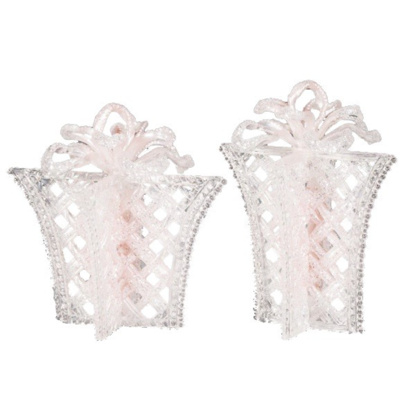 Подарок с бантом серебристо-розовый AR1610