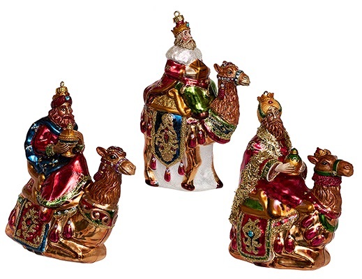 Украшение Волхвы с дарами на верблюдах, асс. из 3-х (стекло) И/У 5х10х15,5 см 8421500NVT
