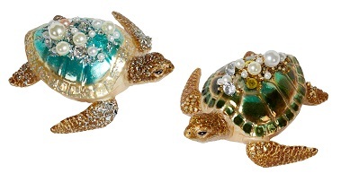 Украшение Черепаха Королевская, асс. из 2-х (стекло) 9,5х9х5 см GLT 686