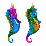 Украшение Морской конек радужный, асс. из 2-х (стекло) 4,5х3х14 см GLT 625