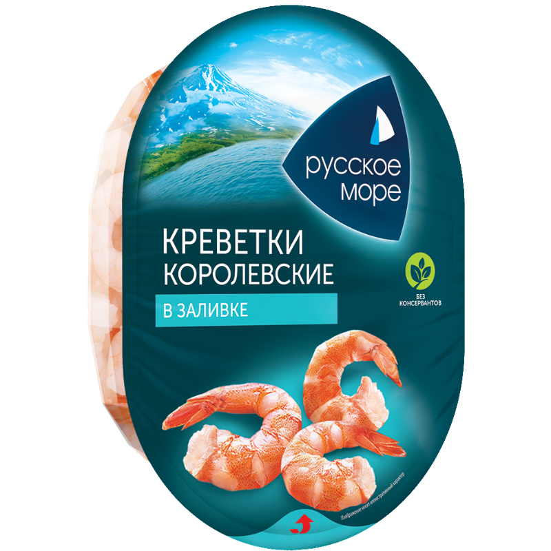 Мясо креветки белоног.Ваннамей с хвост.Королевская в заливке 180г Русское море
