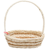 Корзина овал 6772359 М белая с коричневыми полосками ротанг  СимаЦентр  