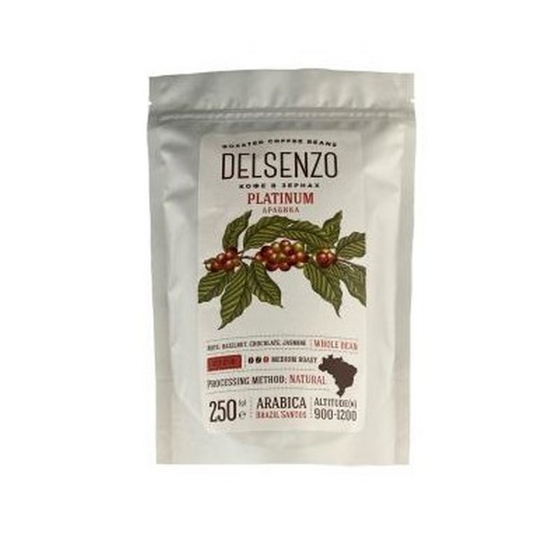 Кофе DELSENZO PLATINUME Ethiopia 250 г зерно   этикетка
