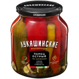 Перец острый маринованный По-сочински с  зеленью и чесноком 560г Лукашинские 