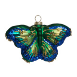 Украшение Бабочка Монарх изумрудная (стекло) 11,5х2,8х7 см  GLB334