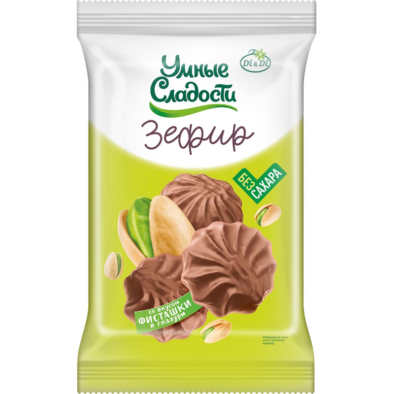 Зефир Умные сладости со вкусом фисташки в молочно-шоколадной глазури б/сахара Di&Di 180г 