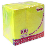 Салфетки 24*24см Verona 100шт желтые/голубые/зеленые/розовые