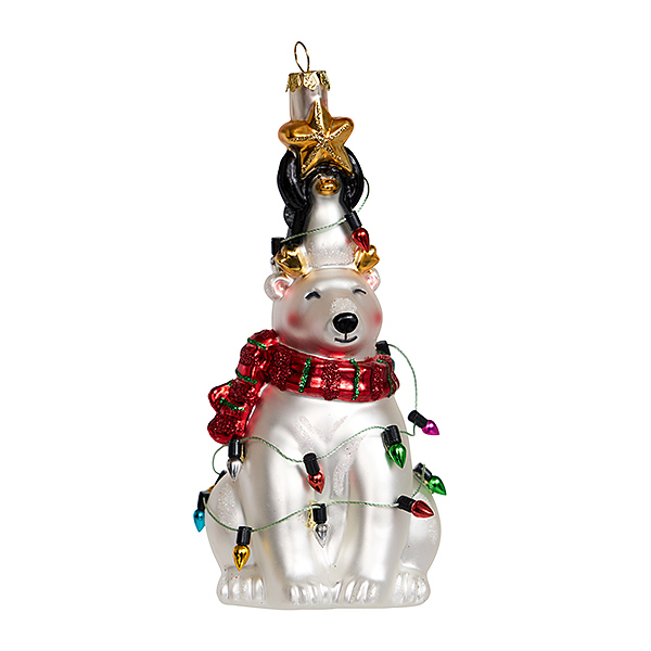 Украшение Мишка белый и пингвин на празднике (стекло) 7,5х7х14,5 см 233336