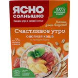 Каша овсяная Ясно Солнышко Счастливое утро с персиком,клубникой,бананом не требующие варки 240г 40г*6шт
