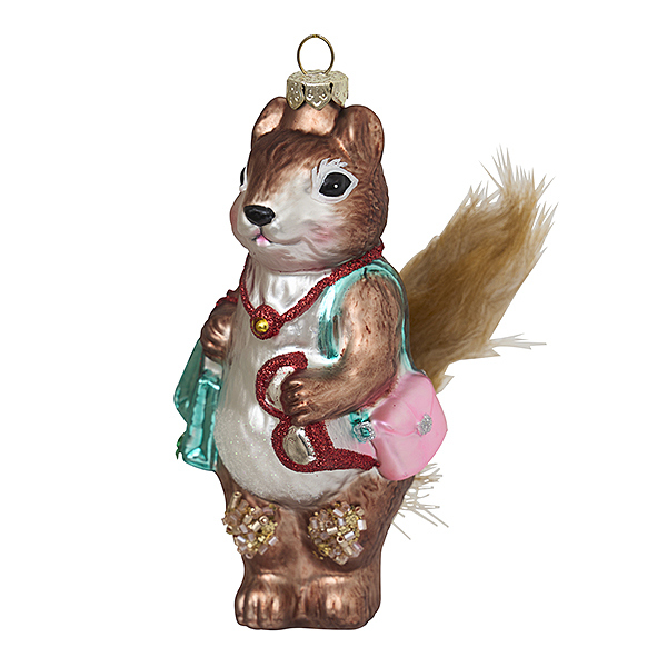 Украшение Белка на новогоднем шоппинге (стекло) 7,5х7х14 см 243727