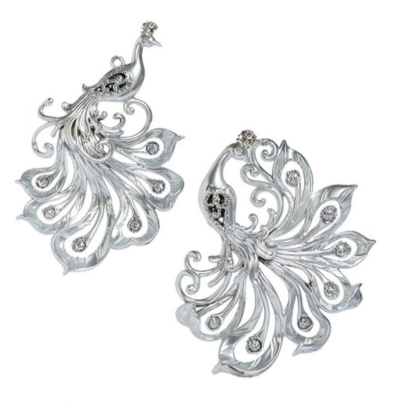 Украшение Павлин 3D сереб/матов.,асс.из 2-х 9х1,5х14,5/10,5х1,5х12см AE1973MS