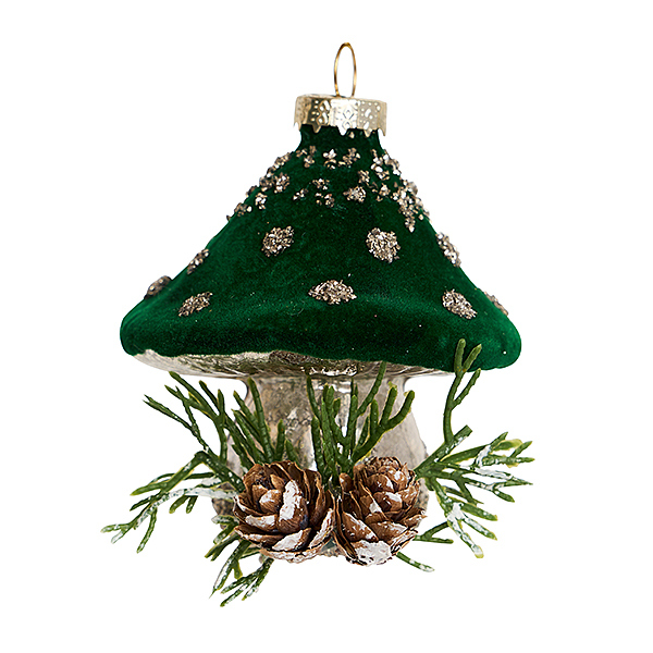 Украшение Гриб зеленый (стекло) 7х7х10 см AXM191