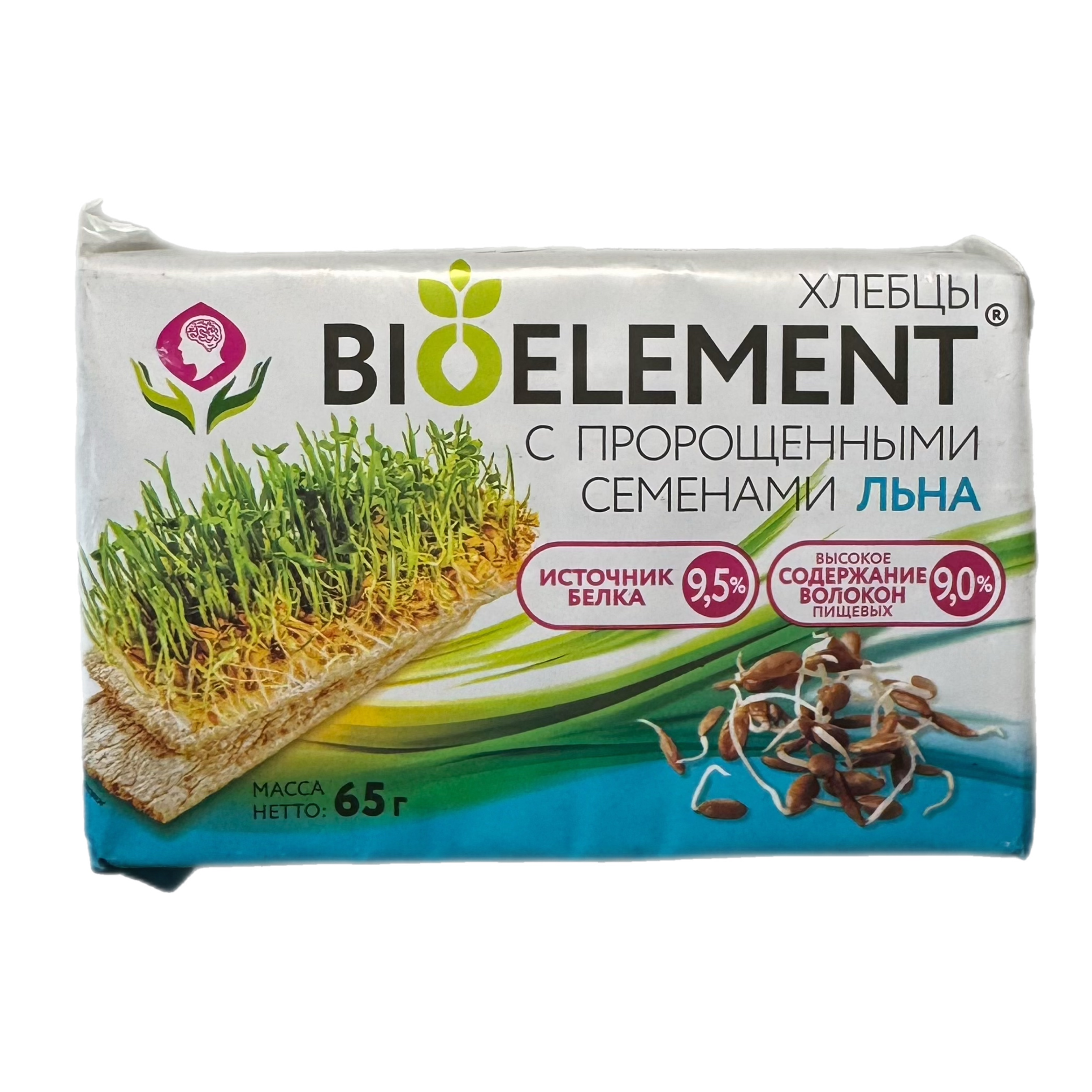 Хлебцы Хрустящие прямуг.БИОЭЛЕМЕНТ пророщенный лен 65г Dr.Grain