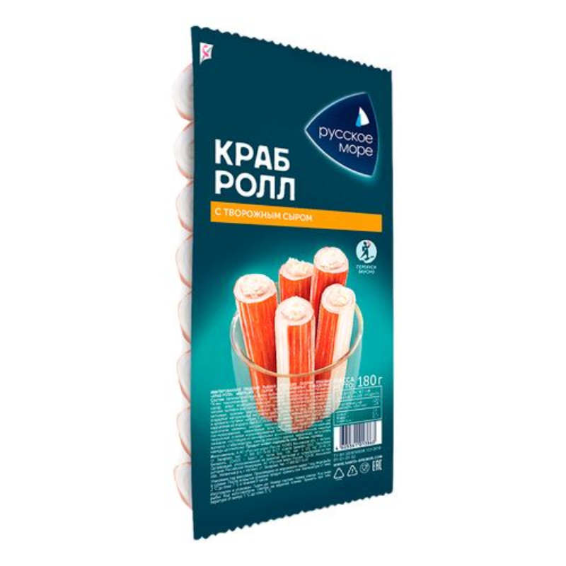 Крабовые палочки Краб-ролл с сыром 180 г Русское море