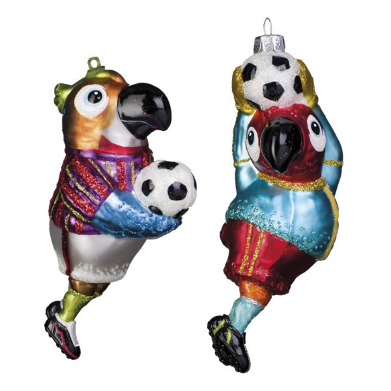 Украшение Попугай-футболист (стекло) 7,5х6,5х13,5 см 33044 