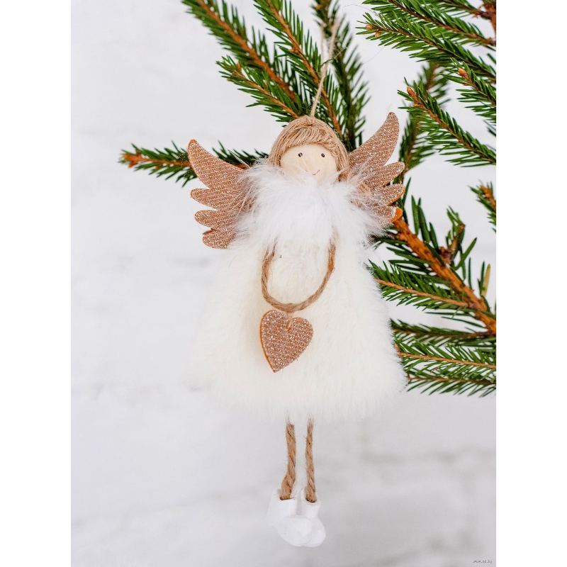 Елочное украшение Фея в шубке с сердечком 181-0128С
