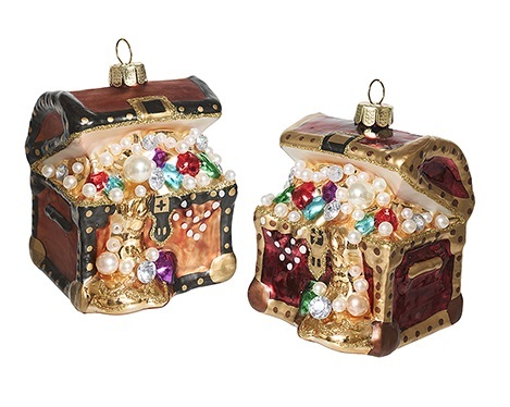 Украшение Сундук "Остров сокровищ" асс. из 2-х (стекло) 8,5х4,5х10 см GLT1197