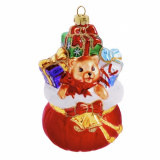 Украшение Мешок с подарками (стекло) 7,5х7,5х11,5 см GLT716