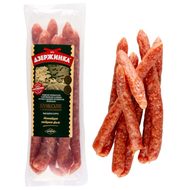 Колбаски Бужоле с красным вином с/в в/с кг МГС Дзержинка