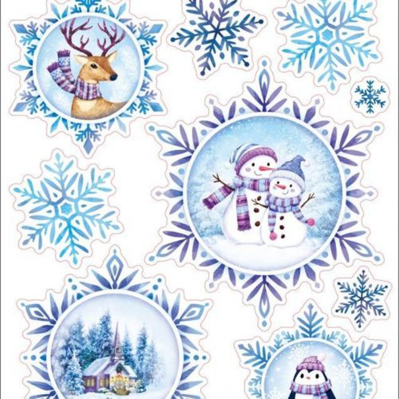 Наклейки Снежинки.Зимний пейзаж  WDX5603В